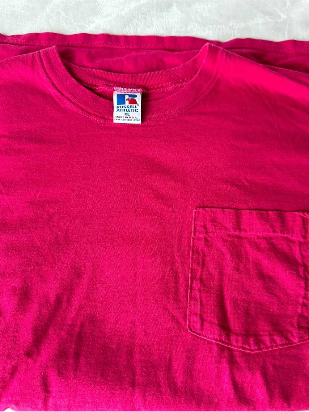 Russell Athletic Hot Pink Short Sleeve Pocket Tee